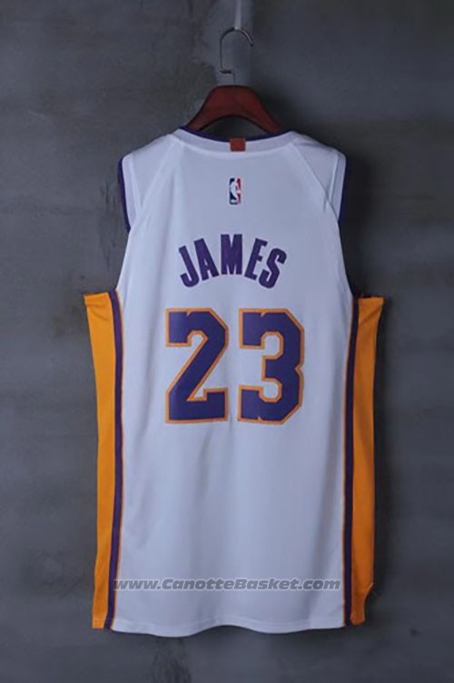 Maglia Los Angeles Lakers Lebron James #23 Association 2017-18 Bianco